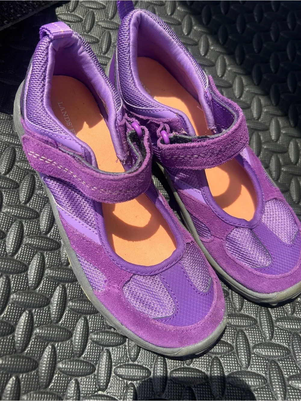 Lands' End Purple Kids Mary Jane Sandals with Hook-and-Loop Strap